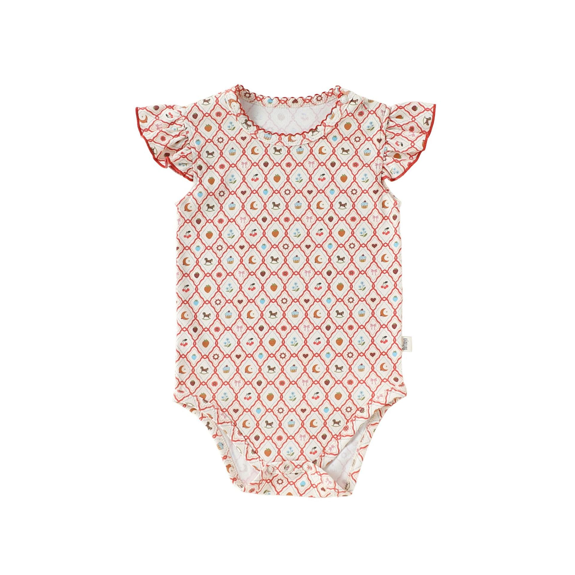 Baby Girl Flutter Sleeve Cotton Bodysuit – Lightweight Summer Outing Romper