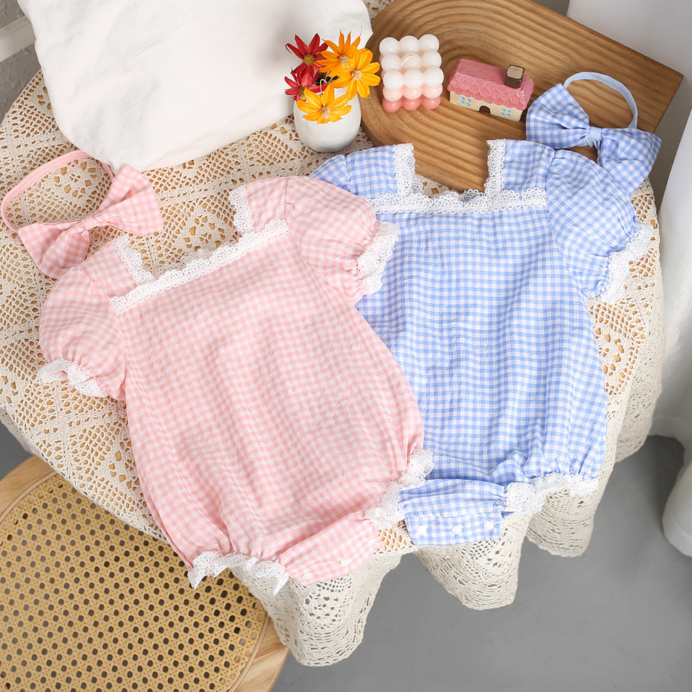 Newborn Baby Girl Short Sleeve Romper – Lightweight Princess Summer Outfit