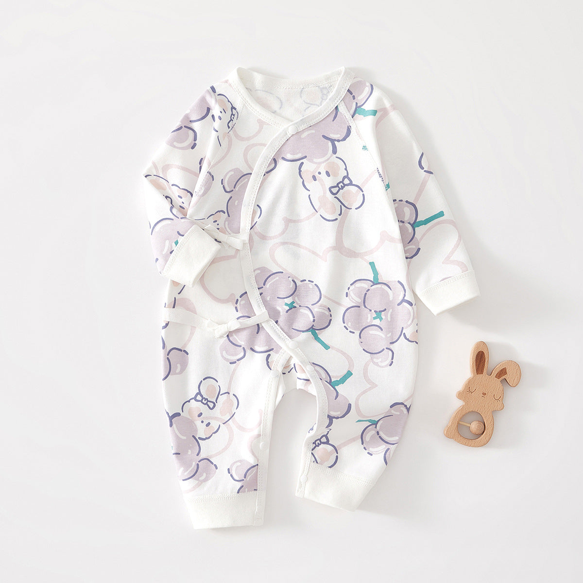 Newborn Baby Girl Cotton Kimono Bodysuit – Seamless Spring Fall Wrap Romper