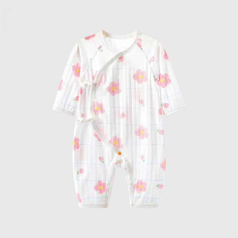 Newborn Cotton Kimono Bodysuit – Seamless Wrap Baby Romper