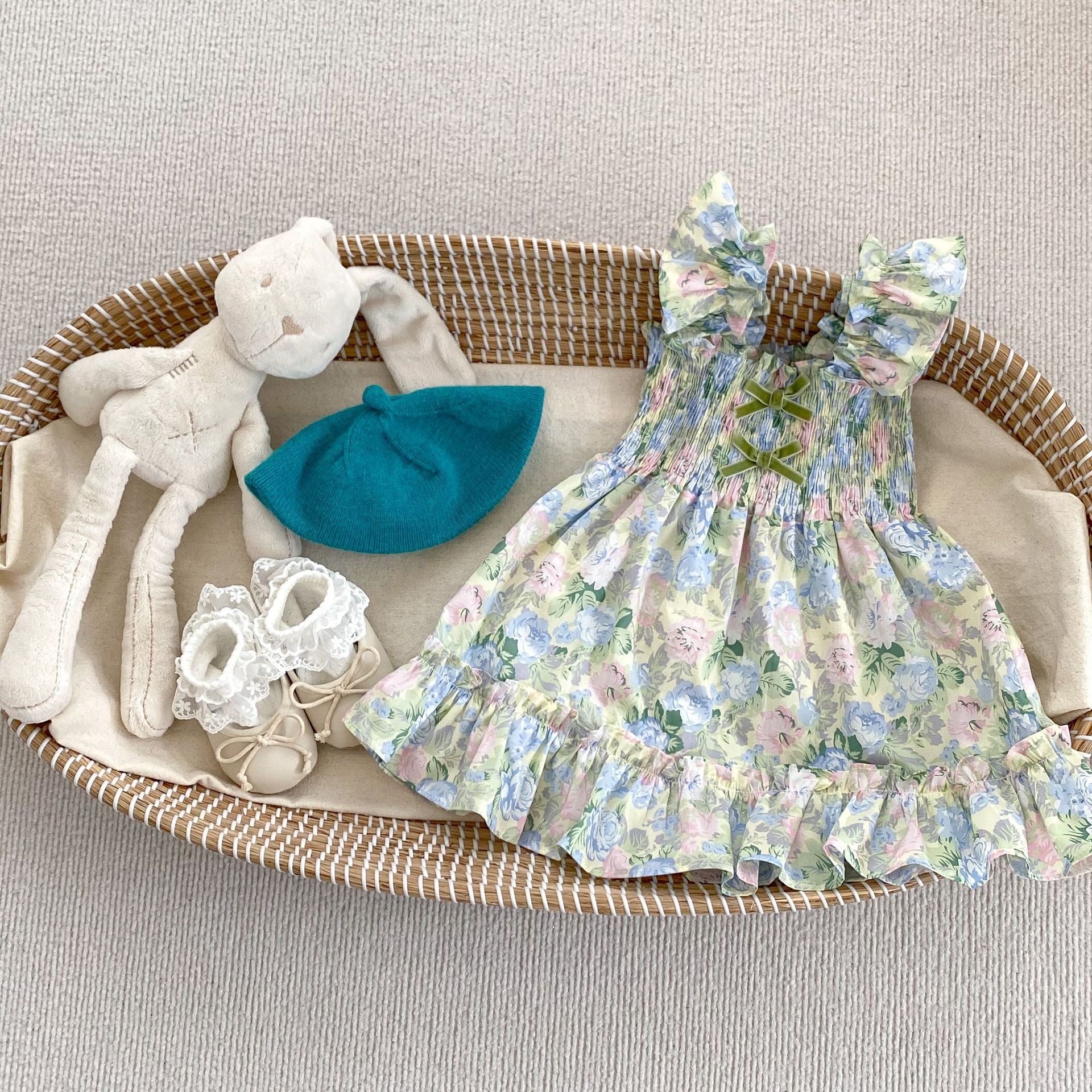 Baby Girl Floral Ruffle Dress & Romper – Matching Sister Summer Outfit