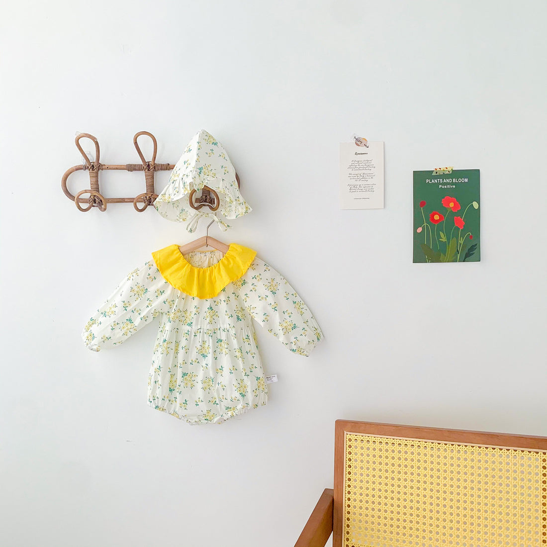 Baby Girl Floral Doll Collar Bodysuit – Long Sleeve Lightweight Spring Outfit