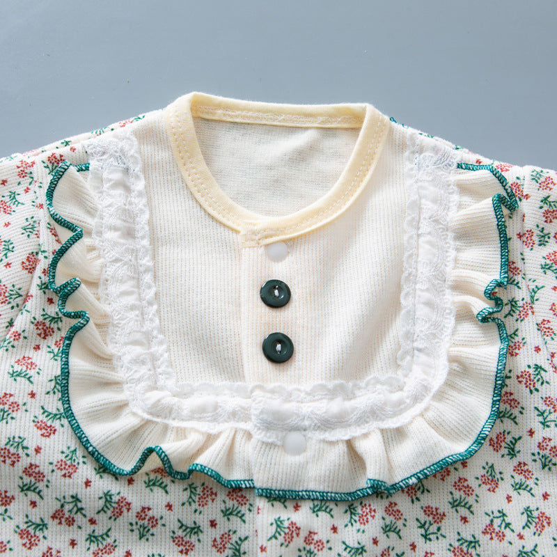 Baby Girl Long Sleeve Princess Romper – Cute Spring Fall Cotton Outfit