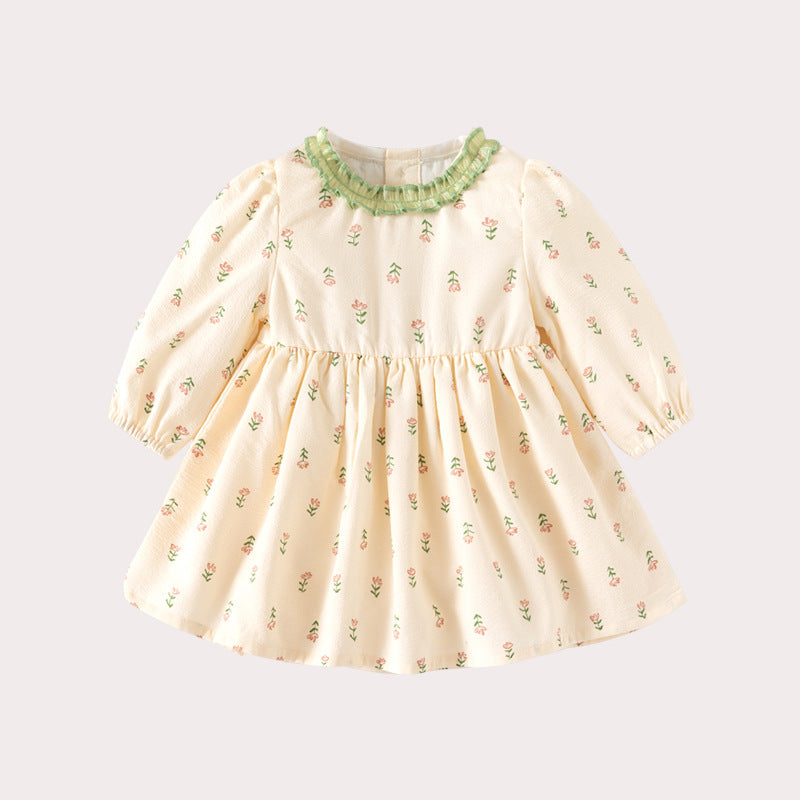 春秋女童连衣裙长袖甜美碎花婴幼儿衣服宝宝裙子小童洋气周岁礼服