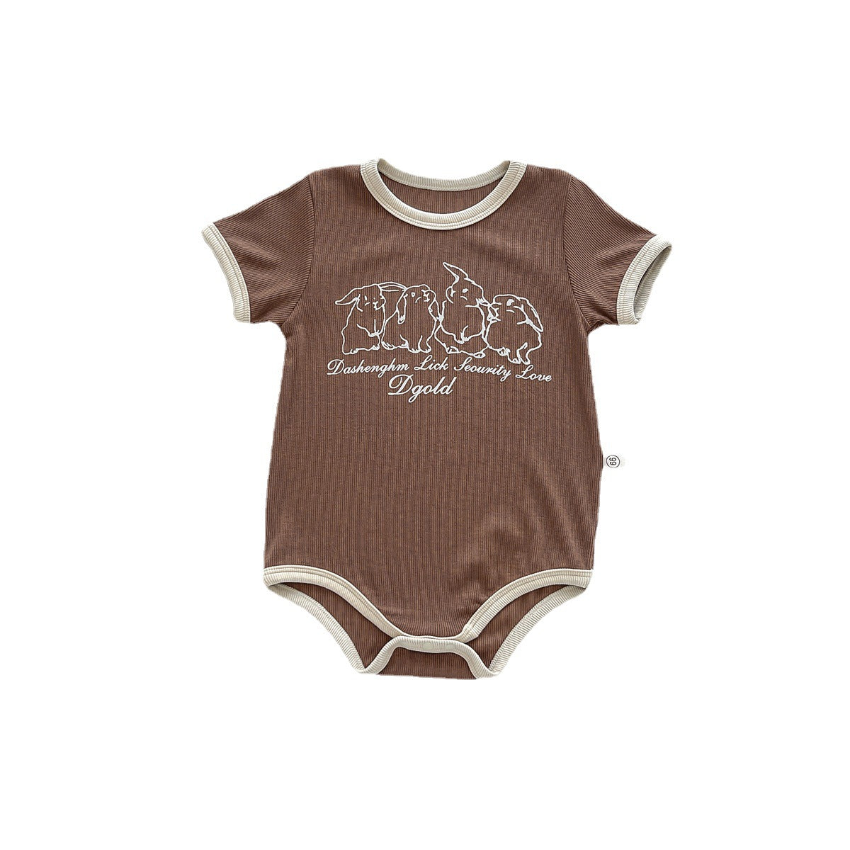 Unisex Newborn Ribbed Cartoon Bodysuit – Short Sleeve Korean Summer Romper