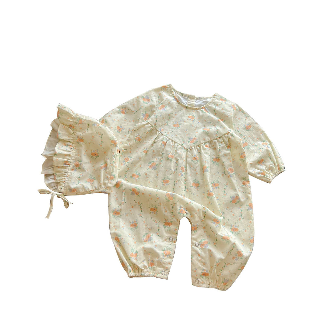 Baby Girl Long Sleeve Floral Cotton Bodysuit – Spring Fall Baby Outfit