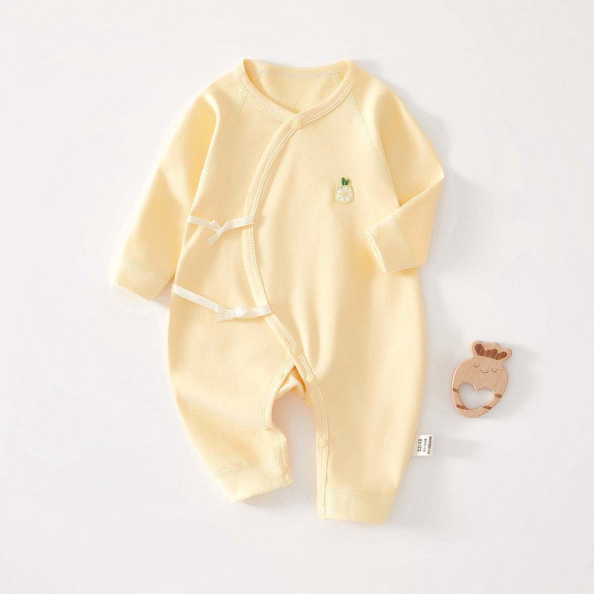 Newborn Baby Girl Cotton Kimono Bodysuit – Seamless Spring Fall Wrap Romper