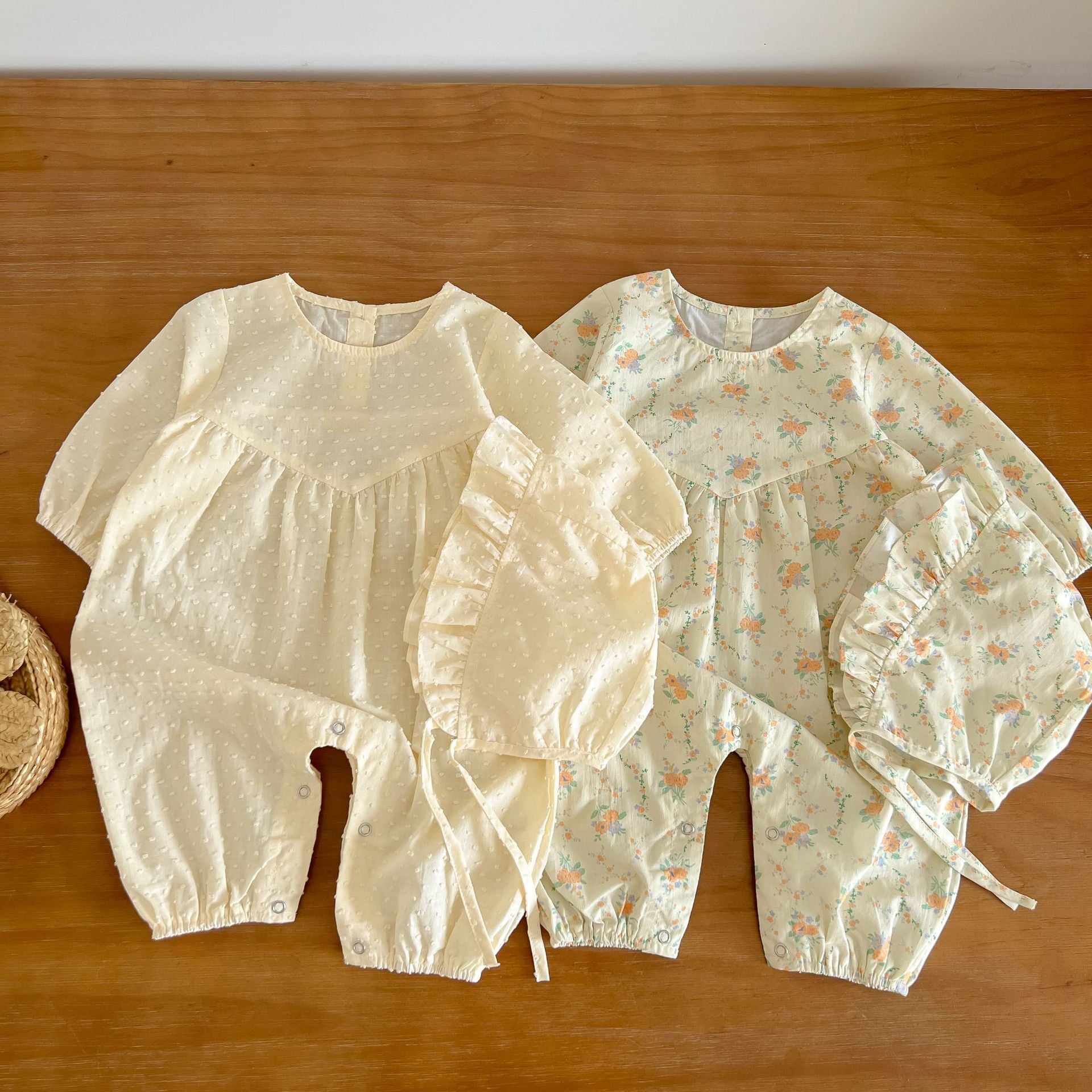 Baby Girl Long Sleeve Floral Cotton Bodysuit – Spring Fall Baby Outfit