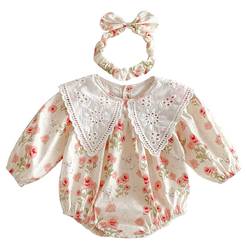 Baby Girl Korean Long Sleeve Bodysuit – Matching Sister Fall Romper Outfit