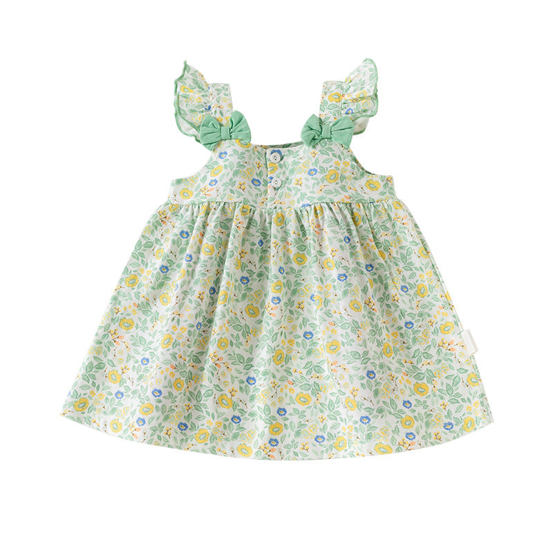Baby Girl Cotton Meadow Floral Dress – Lightweight Summer Princess Outfit