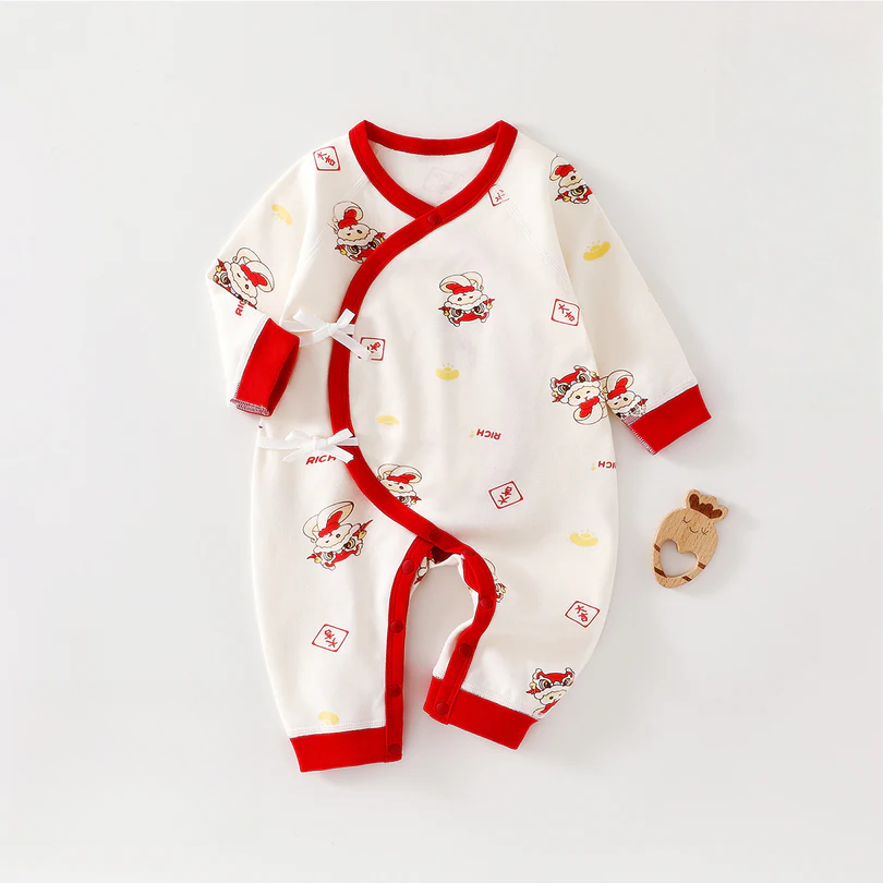 Newborn Cotton Kimono Romper – Long Sleeve Seamless Fall Baby Bodysuit