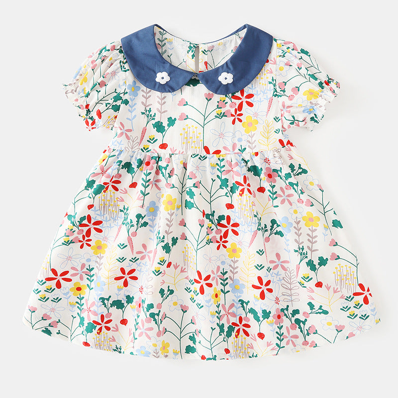 Baby Girl Cotton Princess Dress – Short Sleeve Summer Outfit