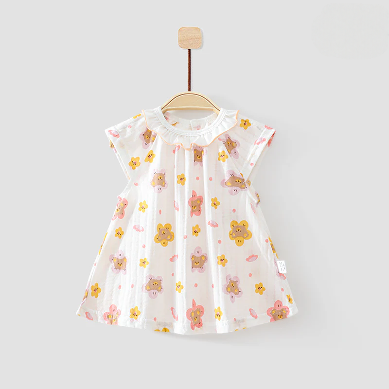 Baby Girl Korean-Inspired Floral Dress – Spring Summer Princess Outfit