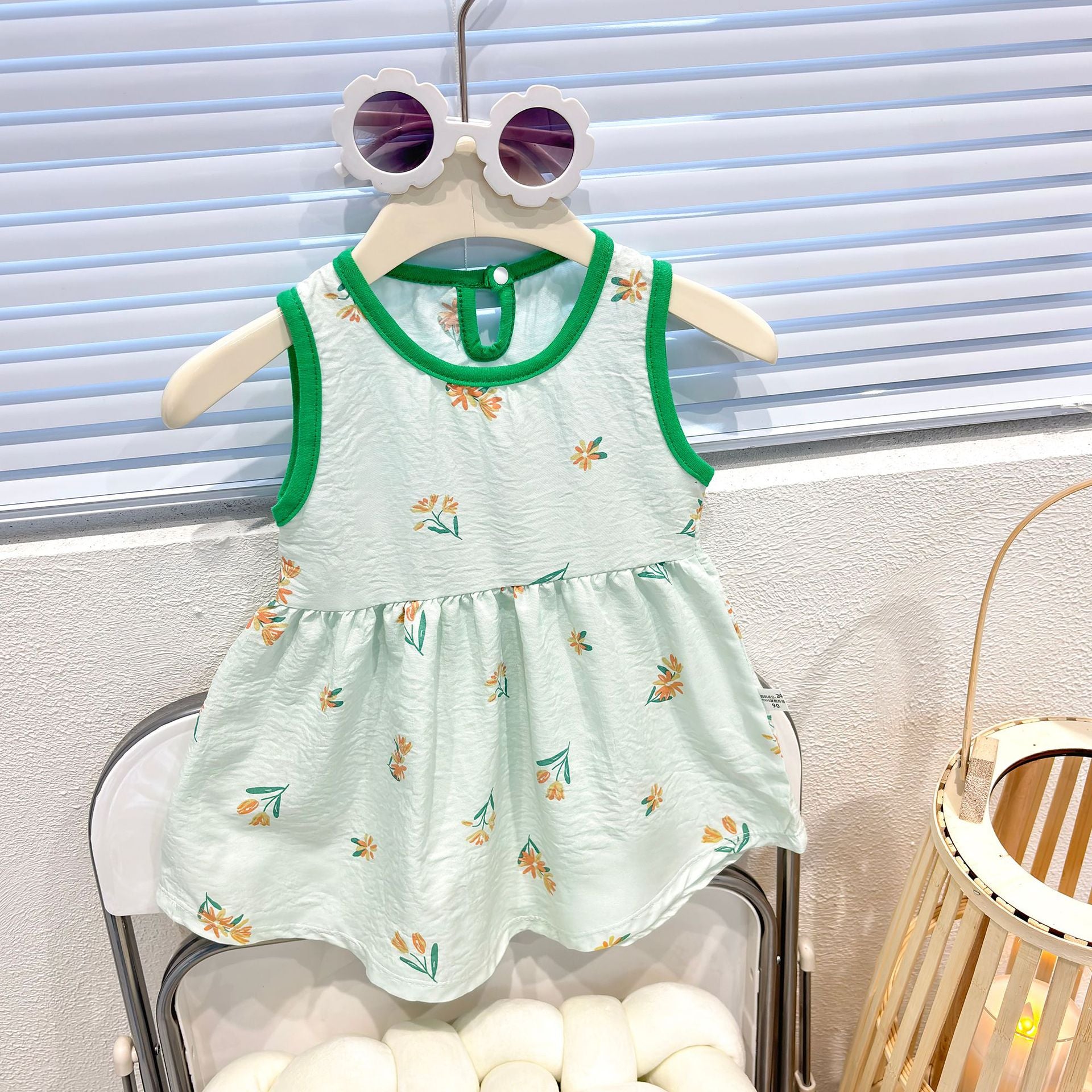 Baby Girl Floral Pinafore Dress – Korean Style Sleeveless Summer Outfit