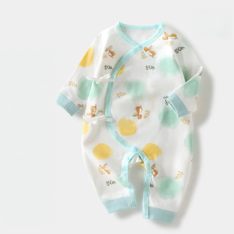 Newborn Cotton Kimono Romper – Long Sleeve Seamless Fall Baby Bodysuit