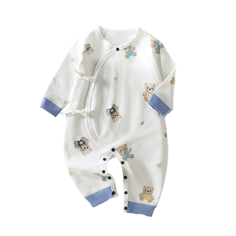 Newborn Cotton Kimono Bodysuit – Tie Front Spring Fall Baby Romper