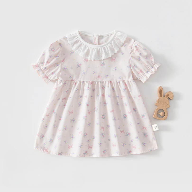 Baby Girl Cotton Puff Dress – Lightweight Seamless Princess Outfit