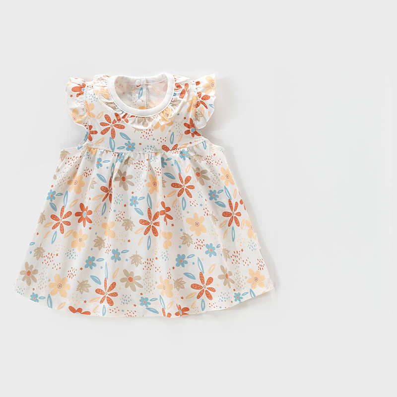 Baby Girl Sleeveless Floral Princess Dress – Lightweight Summer Outfit