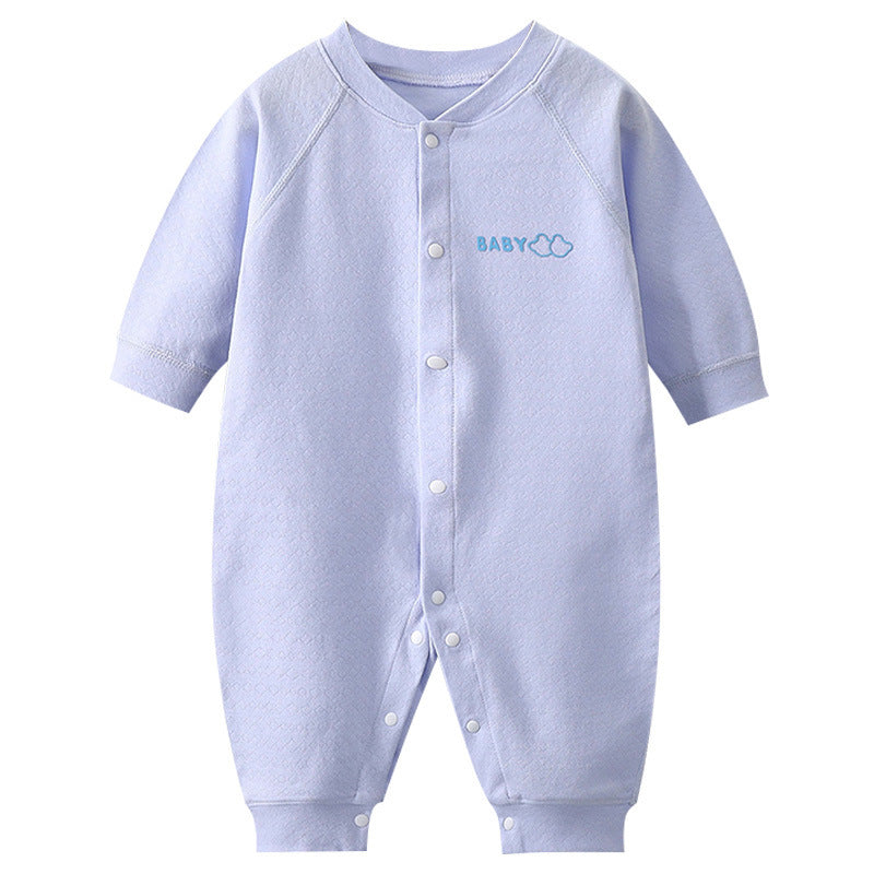 Newborn Cotton Jacquard Romper – Long Sleeve Seamless Spring Fall Bodysuit