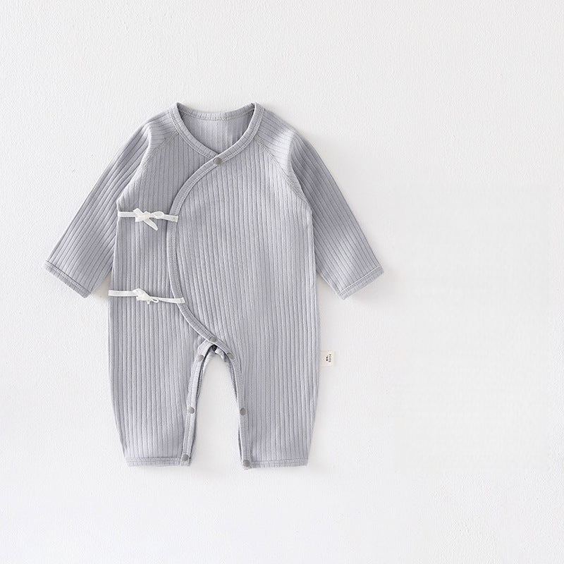 Newborn 0-3M Cotton Wrap Sleep Romper – Seamless Spring Fall Kimono Bodysuit