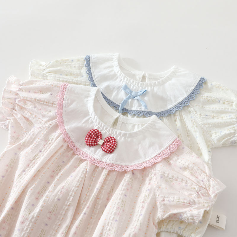 Newborn Baby Girl Jacquard Cotton Bodysuit – Lightweight Summer Princess Romper