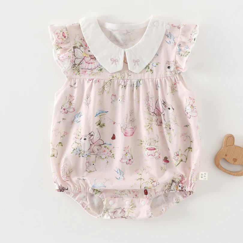 Unisex Newborn Shoulder Snap Cotton Bodysuit – Summer Triangle Romper