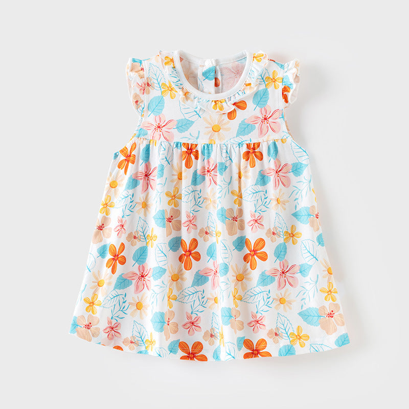 Baby Girl Sleeveless Floral Princess Dress – Lightweight Summer Outfit