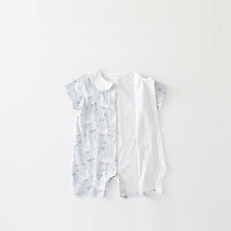 Newborn Airy Cotton Short Sleeve Romper – Lightweight Summer Outing One-Piece