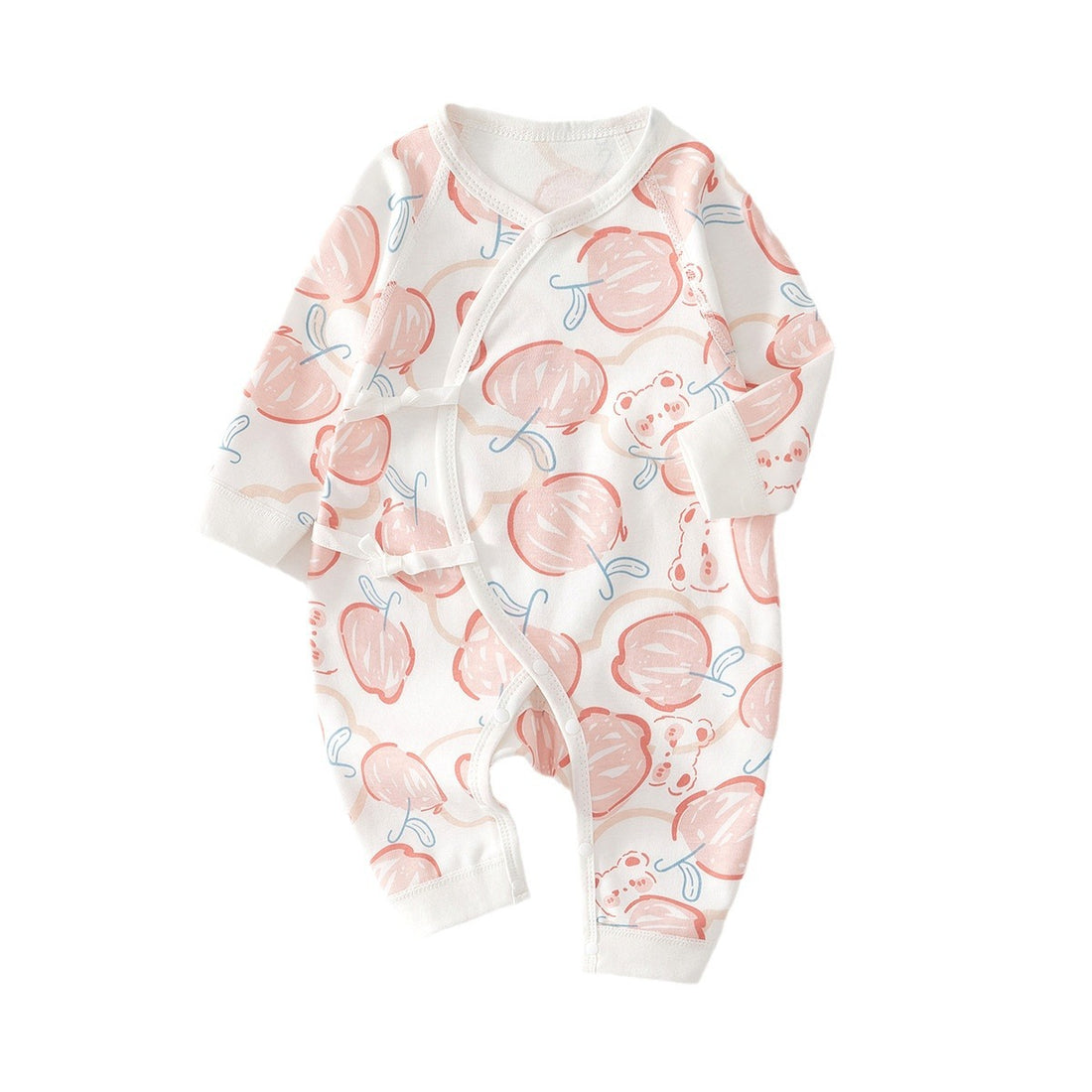 Newborn Baby Girl Cotton Kimono Bodysuit – Seamless Spring Fall Wrap Romper
