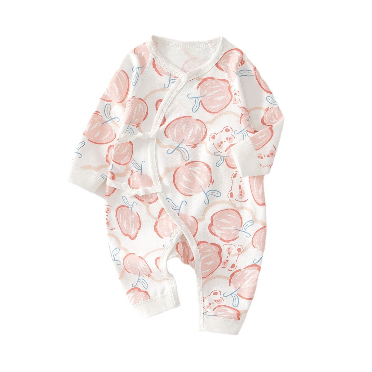 Newborn Baby Girl Cotton Kimono Bodysuit – Seamless Spring Fall Wrap Romper
