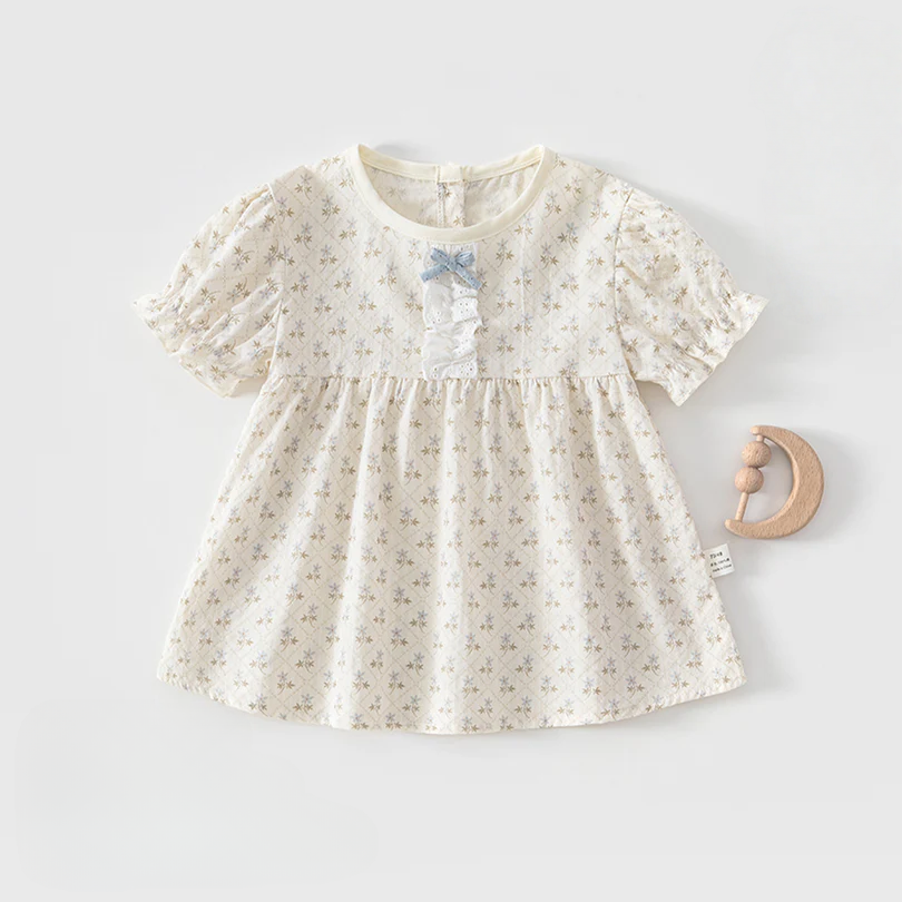 Baby Girl Cotton Puff Dress – Lightweight Seamless Princess Outfit