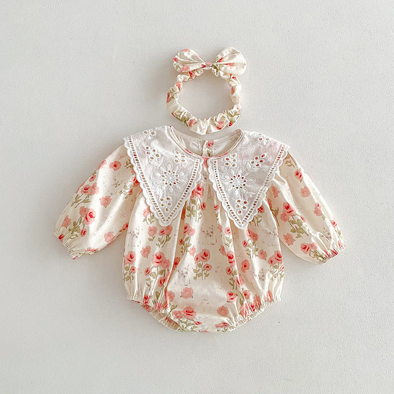 Baby Girl Korean Long Sleeve Bodysuit – Matching Sister Fall Romper Outfit
