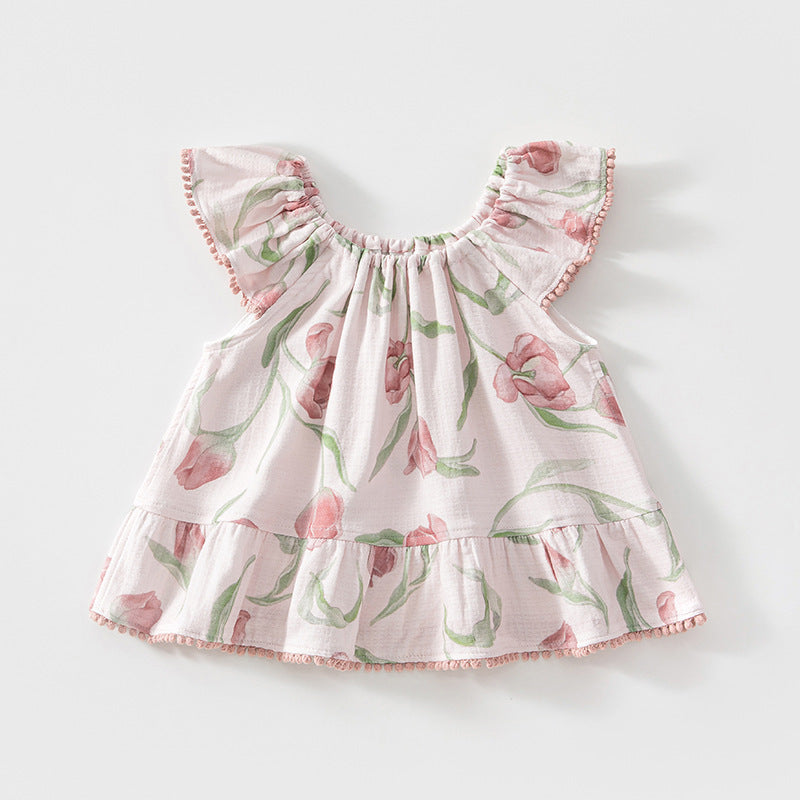 Baby Girl Sleeveless Floral Tank Dress – Chic Lightweight Summer Princess Outfit