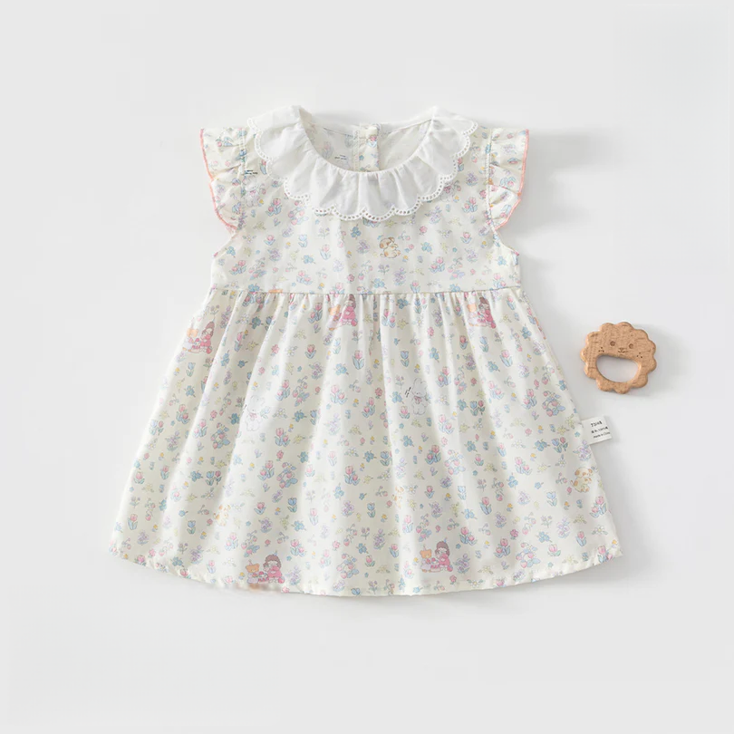 Baby Girl Sleeveless Cotton Princess Dress – Lightweight Summer Outfit