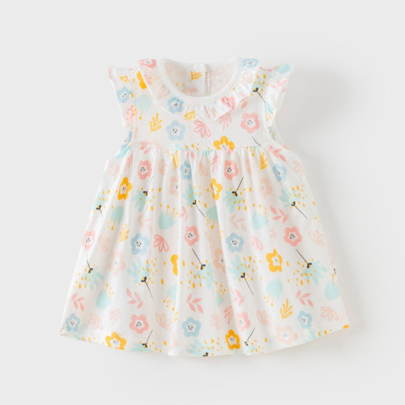 Baby Girl Sleeveless Floral Princess Dress – Lightweight Summer Outfit