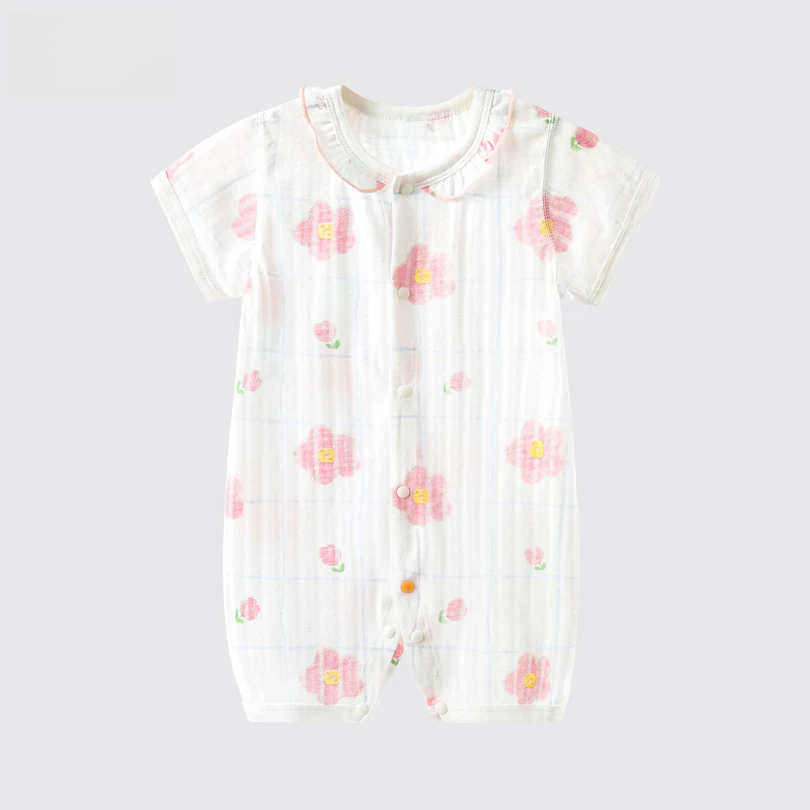 Newborn Baby Short Sleeve Cotton Romper – Lightweight Summer Bodysuit