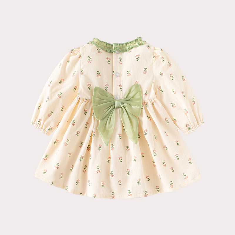 春秋女童连衣裙长袖甜美碎花婴幼儿衣服宝宝裙子小童洋气周岁礼服