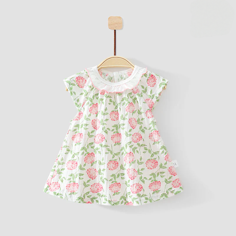 Baby Girl Korean-Inspired Floral Dress – Spring Summer Princess Outfit