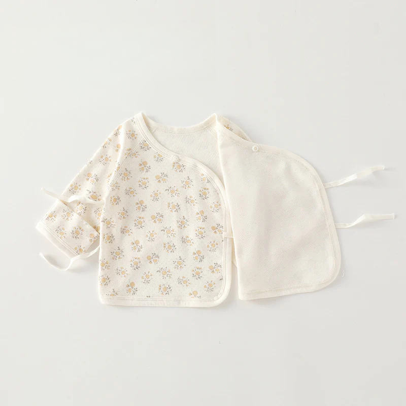 Newborn Cotton Baby Top with Hat – Seamless Side-Tie Infant Shirt
