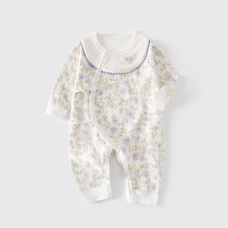 Newborn Baby Girl Cotton Kimono Layette Romper – Seamless Fall Winter Bodysuit