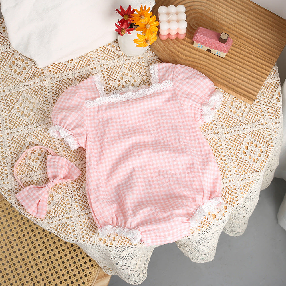 Newborn Baby Girl Short Sleeve Romper – Lightweight Princess Summer Outfit