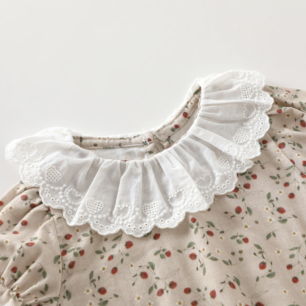 Newborn Floral Gauze Bodysuit – Short Sleeve Summer Cotton One-Piece