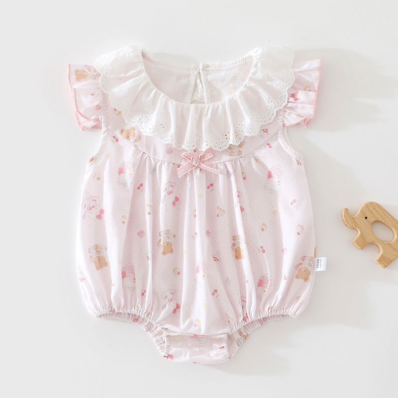 Baby Girl Cotton Tank Bodysuit – Sleeveless Triangle Summer Romper
