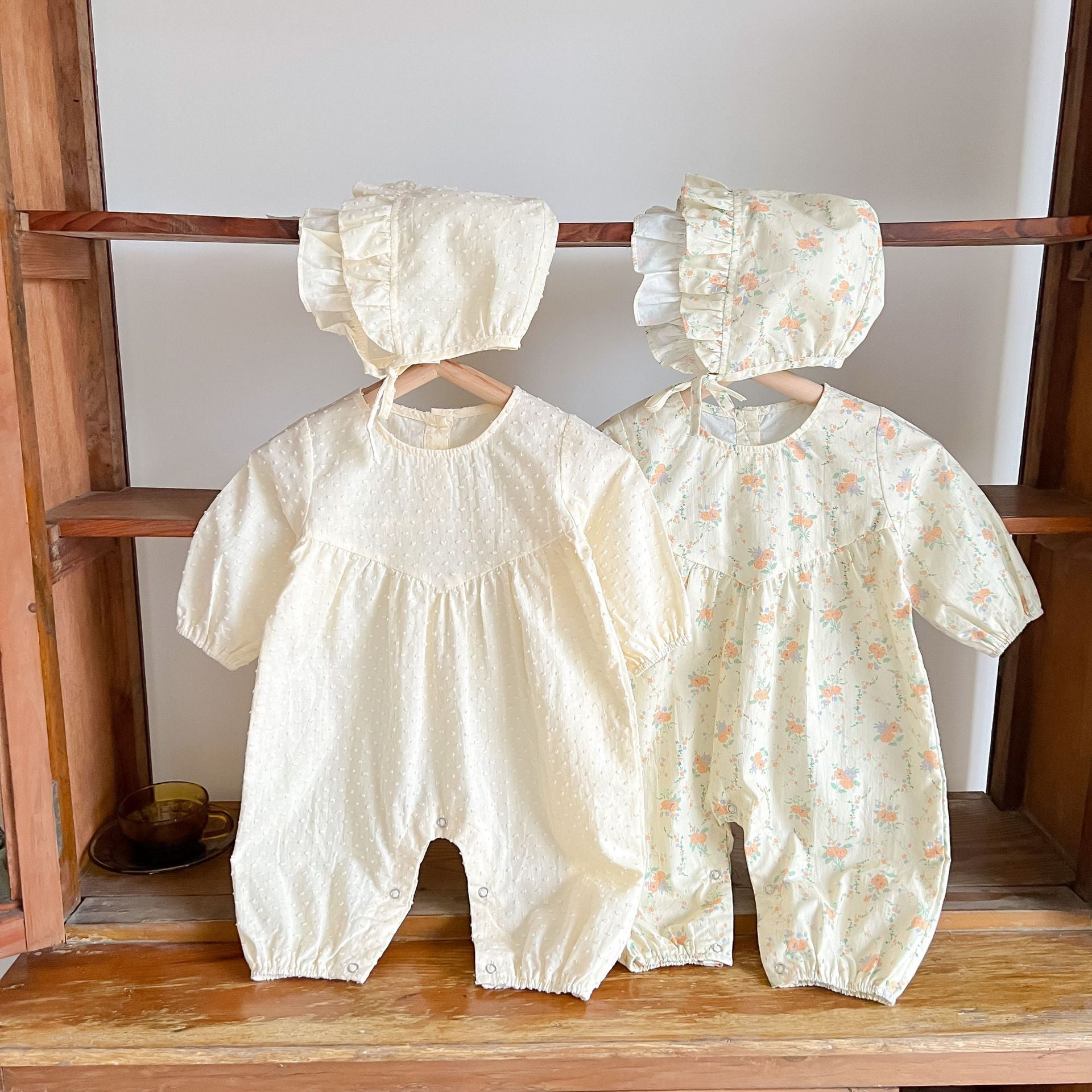 Baby Girl Long Sleeve Floral Cotton Bodysuit – Spring Fall Baby Outfit