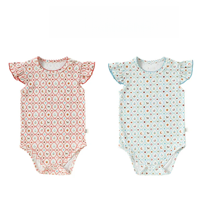 Baby Girl Flutter Sleeve Cotton Bodysuit – Lightweight Summer Outing Romper