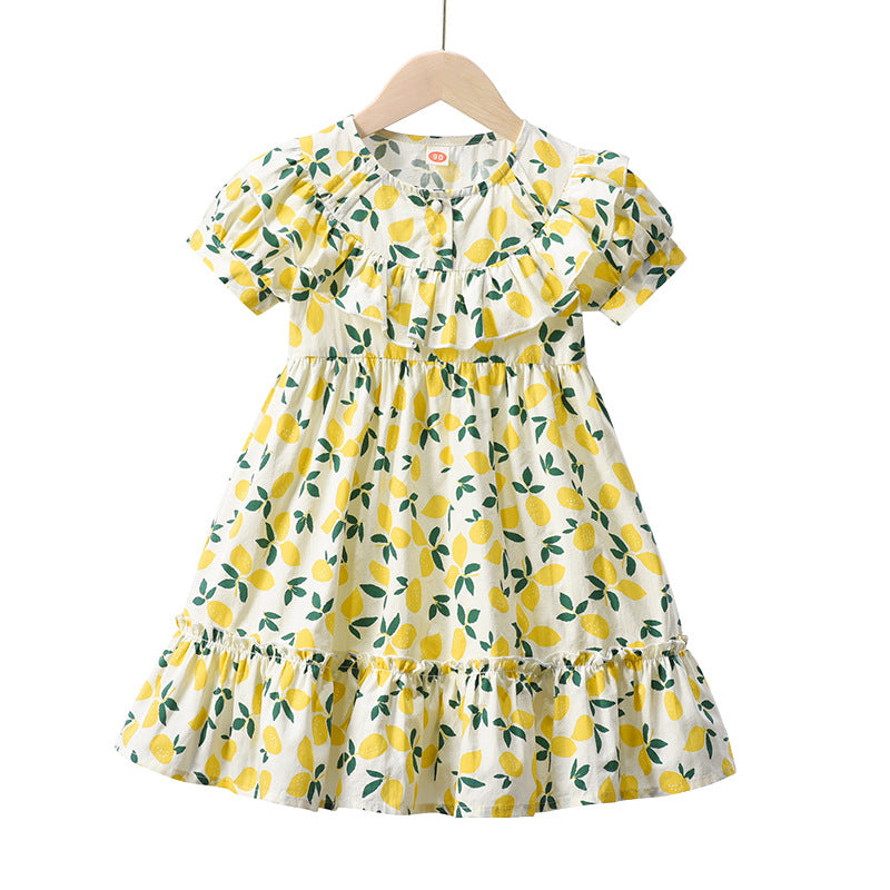 Toddler Girl Loose Floral Princess Dress – Short Sleeve Summer Baby Outfit