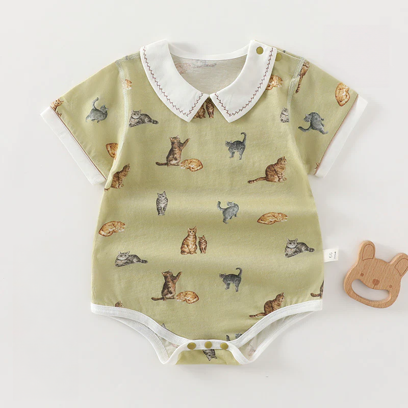 Unisex Newborn Shoulder Snap Cotton Bodysuit – Summer Triangle Romper