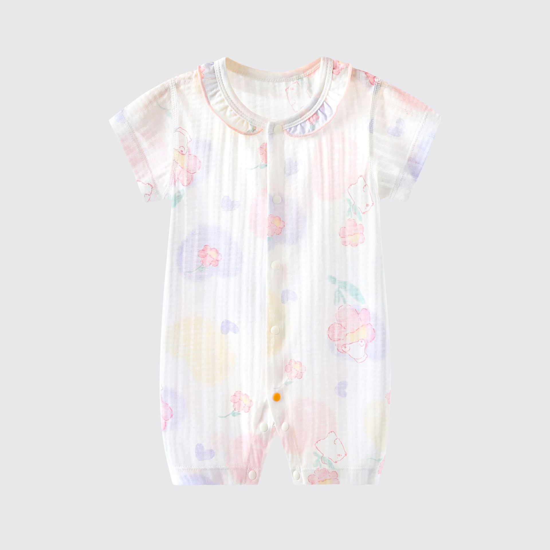 Newborn Baby Short Sleeve Cotton Romper – Lightweight Summer Bodysuit