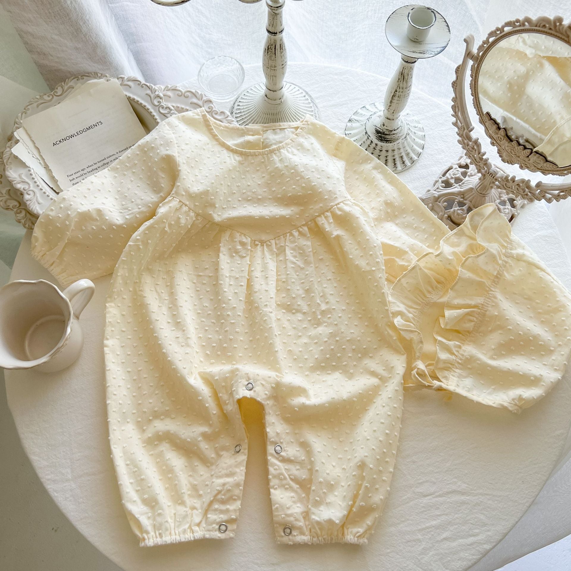 Baby Girl Long Sleeve Floral Cotton Bodysuit – Spring Fall Baby Outfit