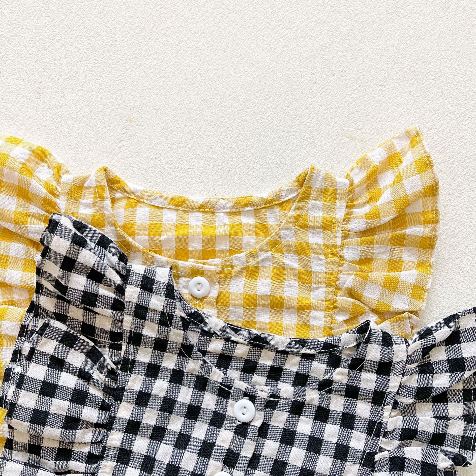 Baby Girl Sleeveless Cotton Romper – Korean-Inspired Plaid Summer Outfit